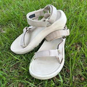 Teva Cream Sandals with Adjustable Straps and Contoured Footbed